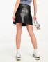 River Island clasp detail PU wrap mini skirt in black