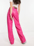 Only Hope high waisted faux leather trousers in bright pink