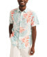 Men's Leaf Print Short Sleeve Button-Front Shirt