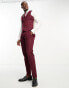 ASOS DESIGN slim linen mix suit trouser in burgundy