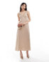 & Other Stories midaxi slip dress with lace trim detail in light beige