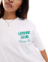 Pull&Bear – Oversize-T-Shirt in Weiß mit „Leisure Club“-Print