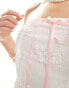 Rare London bandeau embroidered pink bow detail mini dress in white