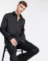 ASOS DESIGN relaxed satin shirt with flute sleeve in black