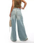 River Island midrise wide leg jean in lightwash blue