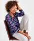 Petite Mirrored Bouquet Square-Neck Cotton Top, Created for Macy's