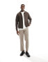 ASOS DESIGN smart ribbed jersey harrignton jacket in brown