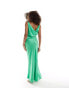 ASOS DESIGN satin square neck maxi dress with cowl back detail in Green