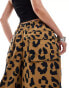 COLLUSION unisex washed leopard print longline shorts