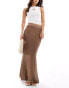 COLLUSION textured knitted maxi skirt in taupe