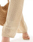 Something New X Cenit Nadir fine crochet trouser co-ord in beige