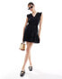 Threadbare linen blend mini dress black