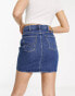 Wrangler high waist mom skirt in mid blue denim