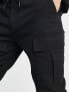 Topman skinny multi pocket cargo trousers in black