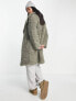 Vero Moda borg oversized coat in khaki