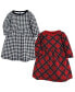 Toddler Girls Cotton Dresses 2pck, Black Red Plaid