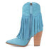 Dingo Crazy Train Fringe Embroidery Pointed Toe Cowboy Booties Womens Blue Casua