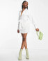 In The Style exclusive knot front shirt dress in white