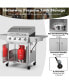 50000BTU 5-Burner Propane Gas Grill with Side Burner and 2 Prep Tables-Silver