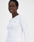 Women's Cotton Scalloped-Neck 3/4-Sleeve Top