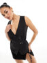 Kaiia exclusive sleeveless buckle side waistcoat in black