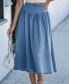 Women's Basque Waist Denim Midi Skirt