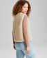 Women's Button-Front V-Neck Sherpa Vest, Created for Macy's