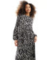 JDY long sleeve midi dress in snake print