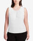 Plus Size Sleeveless Pleat-Neck Top