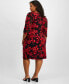 Plus Size Floral-Print 3/4-Sleeve Faux-Wrap Dress