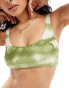 Pieces bralett bikini top co-ord in green tie dye