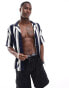 River Island revere shirt swim co-ord in navy stripe