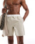 ASOS DESIGN swim shorts with cargo pocket in mid length in stone