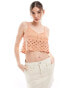 Vila crochet cami crop top in apricot