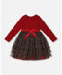 Big Girls Bi-Material Dress With Glittering Tulle Skirt Red Plaid