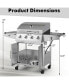 50000BTU 5-Burner Propane Gas Grill with Side Burner and 2 Prep Tables-Silver