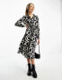 Vero Moda belted shirt maxi dress in mono geo print