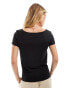 JDY cap sleeve square neck top in black