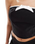 Kaiia bandeau bow detail contrast trim top co-ord in black