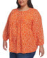 Plus Size Pintucked Scoop-Neck Top