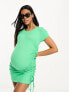 Mamalicious Maternity ruched side bodycon mini dress in green