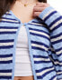 ASOS DESIGN navy cardigan with stitch detail in stripe