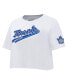 Women's White Toronto Maple Leafs Boxy Script Tail Cropped T-shirt