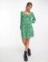 Vero Moda exclusive ruched front mini dress with long sleeves in floral