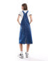 Tommy Jeans flag dungaree dress in mid wash