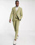 ASOS DESIGN wedding skinny wool mix suit jacket in sage basketweave texture