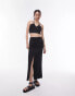 Topshop co-ord tie detail ruched front top in black