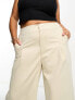 In The Style Plus x Gemma Atkinson high waist wide leg trouser in beige