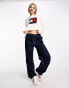 Tommy Jeans knit boxy flag sweater in white