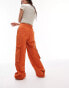 Topshop high waist oversized straight leg pocket cargo trouser in orange